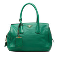 Prada Tote Shoulder Bag Green Leather