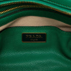 Prada Tote Shoulder Bag Green Leather