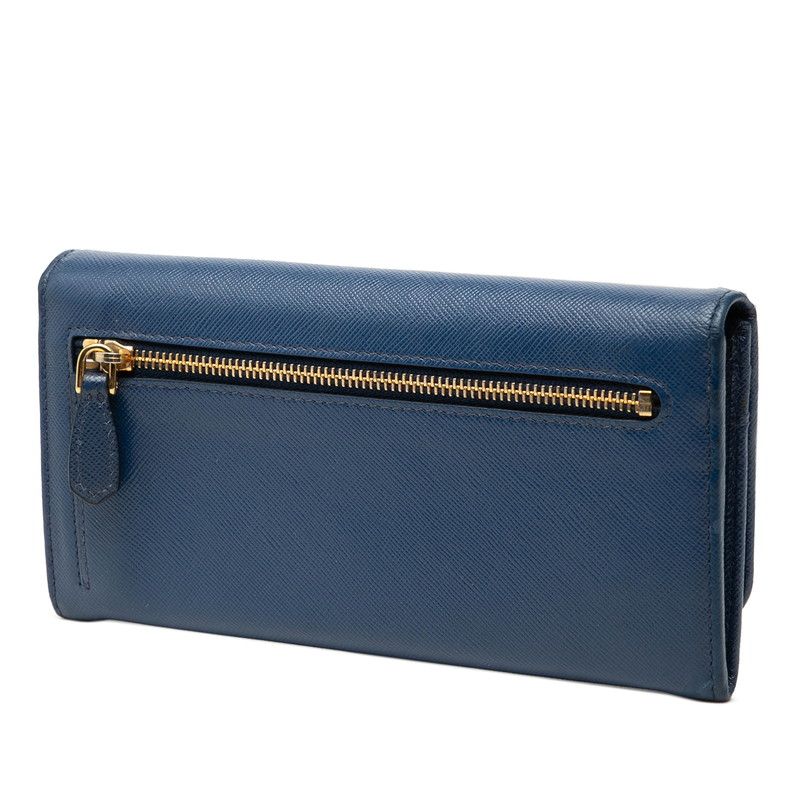 Prada Bifold Wallet Blue Saffiano Leather