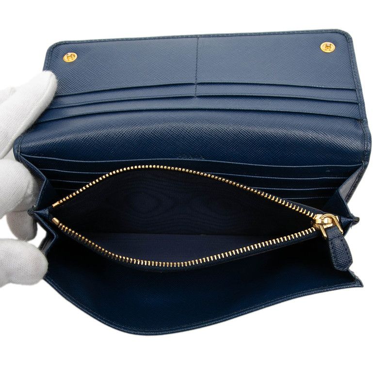 Prada Bifold Wallet Blue Saffiano Leather