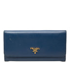 Prada Bifold Wallet Blue Saffiano Leather