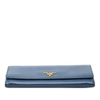 Prada Bifold Wallet Blue Saffiano Leather