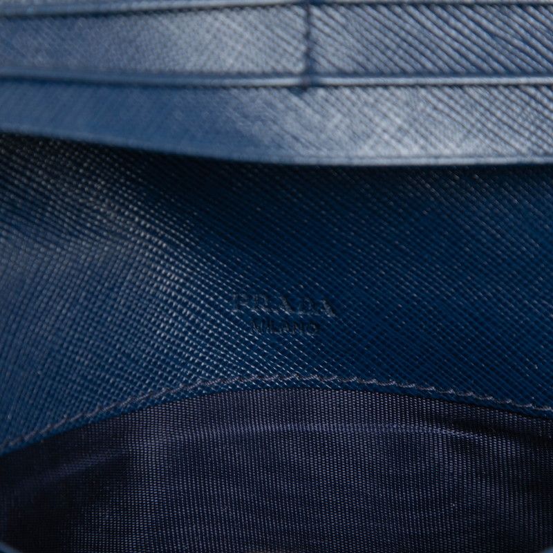 Prada Bifold Wallet Blue Saffiano Leather