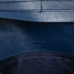 Prada Bifold Wallet Blue Saffiano Leather