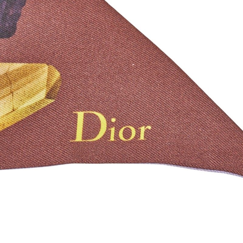 Dior Mizza Crystal Print Scarf Twill Purple Brown Silk