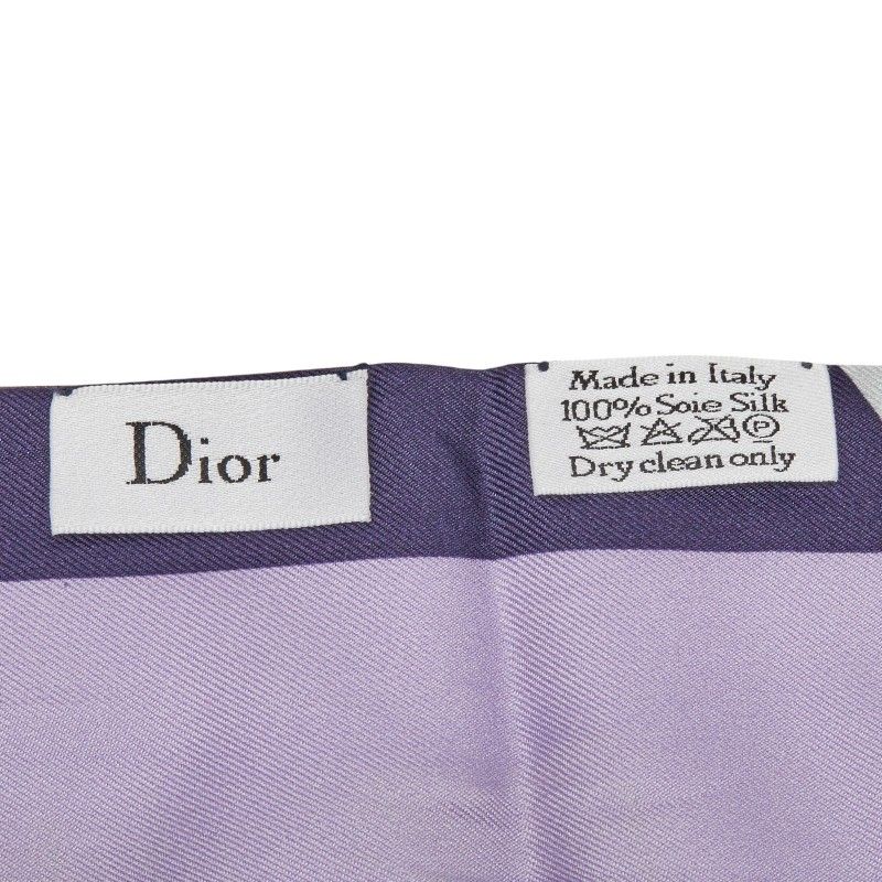 Dior Mizza Crystal Print Scarf Twill Purple Brown Silk