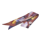 Dior Mizza Crystal Print Scarf Twill Purple Brown Silk
