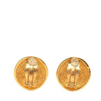 Chanel CC Logo Quilted Round Earrings Gold Plated
