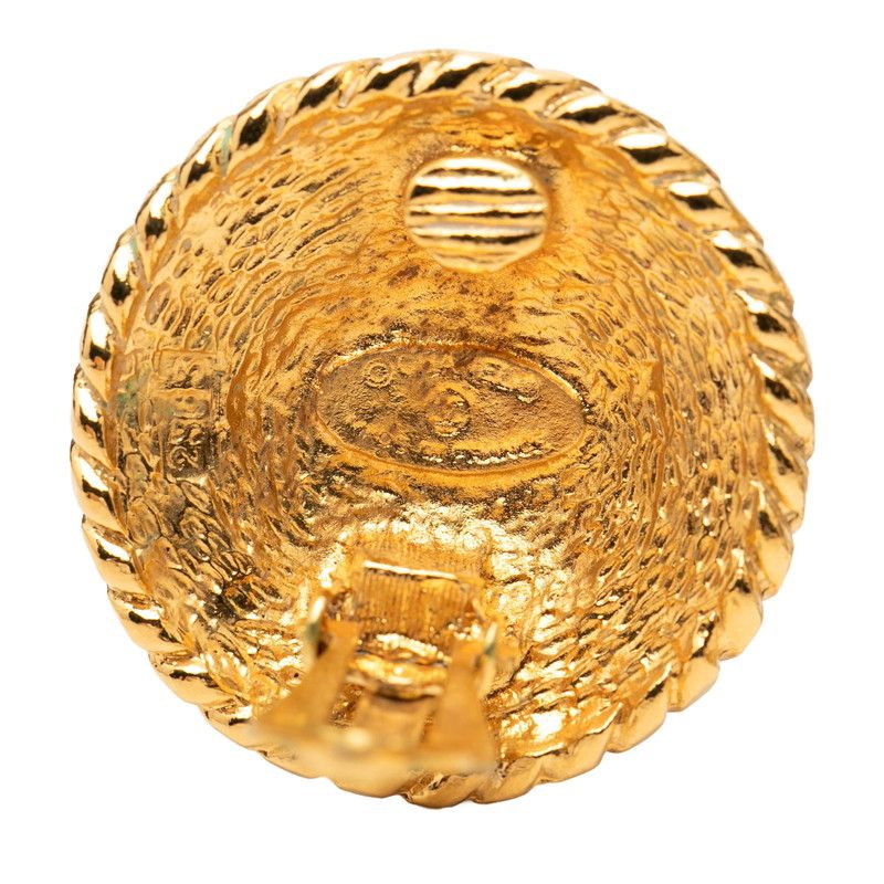 Chanel CC Logo Round Earrings Gold Plated