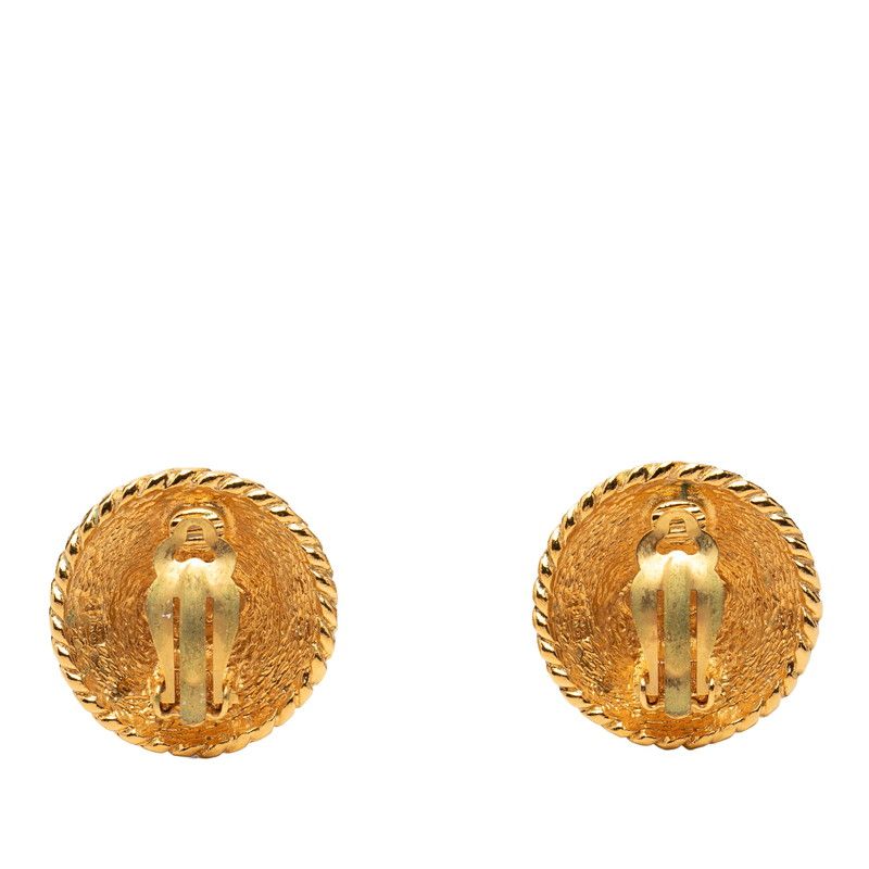 Chanel CC Logo Round Earrings Gold Plated