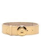 Louis Vuitton Monogram Bracelet Luck Vanilla Beige Gold Leather Plated