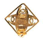 Chanel CC Logo Vintage Earrings Gold Faux Pearl Plated