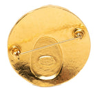 Chanel CC Logo Vintage Brooch Gold Stone Plated