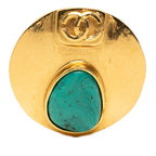 Chanel CC Logo Vintage Brooch Gold Stone Plated