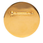 Chanel Coco Logo Round Brooch Gold Black Plated