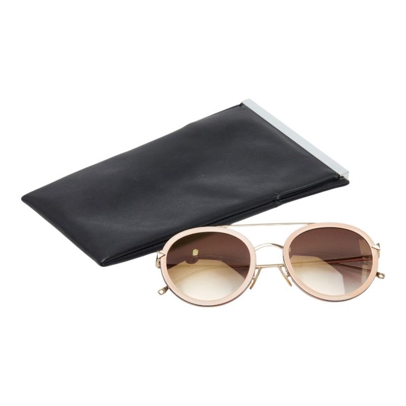 Fendi Double Bridge Sunglasses S Gold Pink Acetate Plated Eyewear