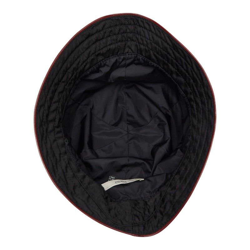 Prada Bucket Hat M Black Red Nylon Patent — view 5