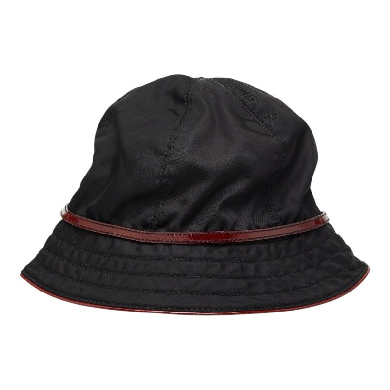 Prada Bucket Hat M Black Red Nylon Patent — view 3