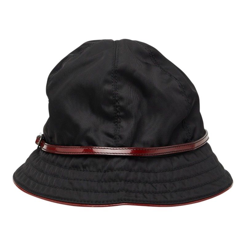 Prada Bucket Hat M Black Red Nylon Patent — view 2