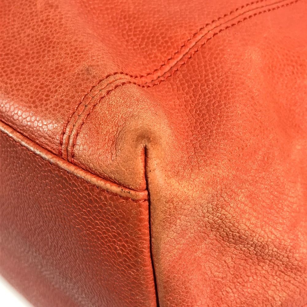 Chanel Shoulder Bag CC Logo Caviar Leather Orange — view 6