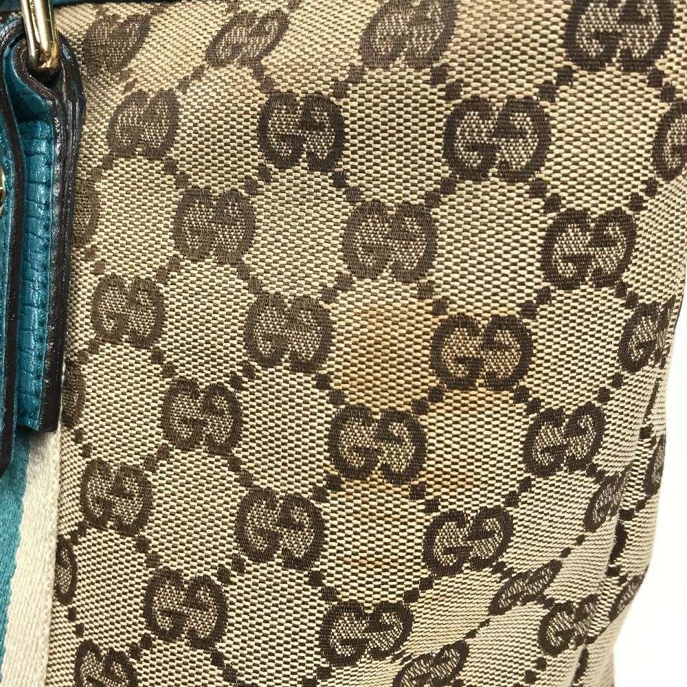 Gucci Shoulder Bag Line GG Logo Canvas Leather Beige — view 4