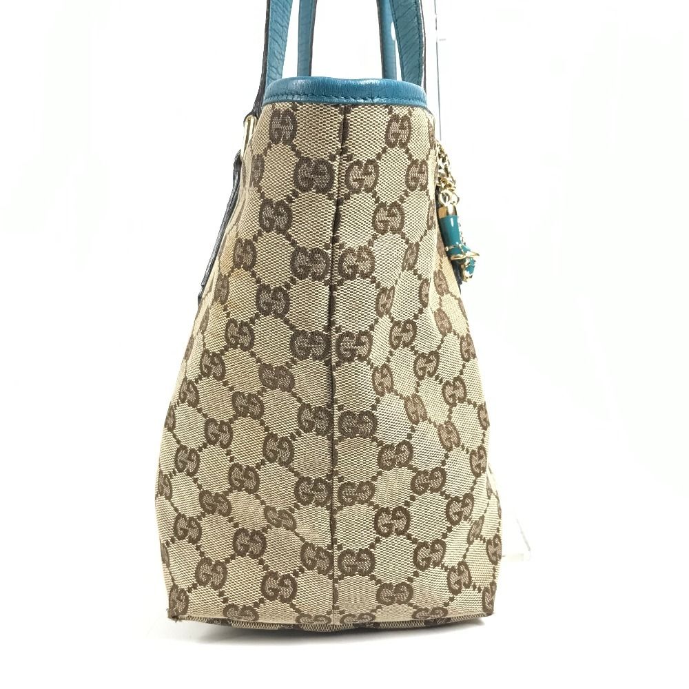 Gucci Shoulder Bag Line GG Logo Canvas Leather Beige — view 3