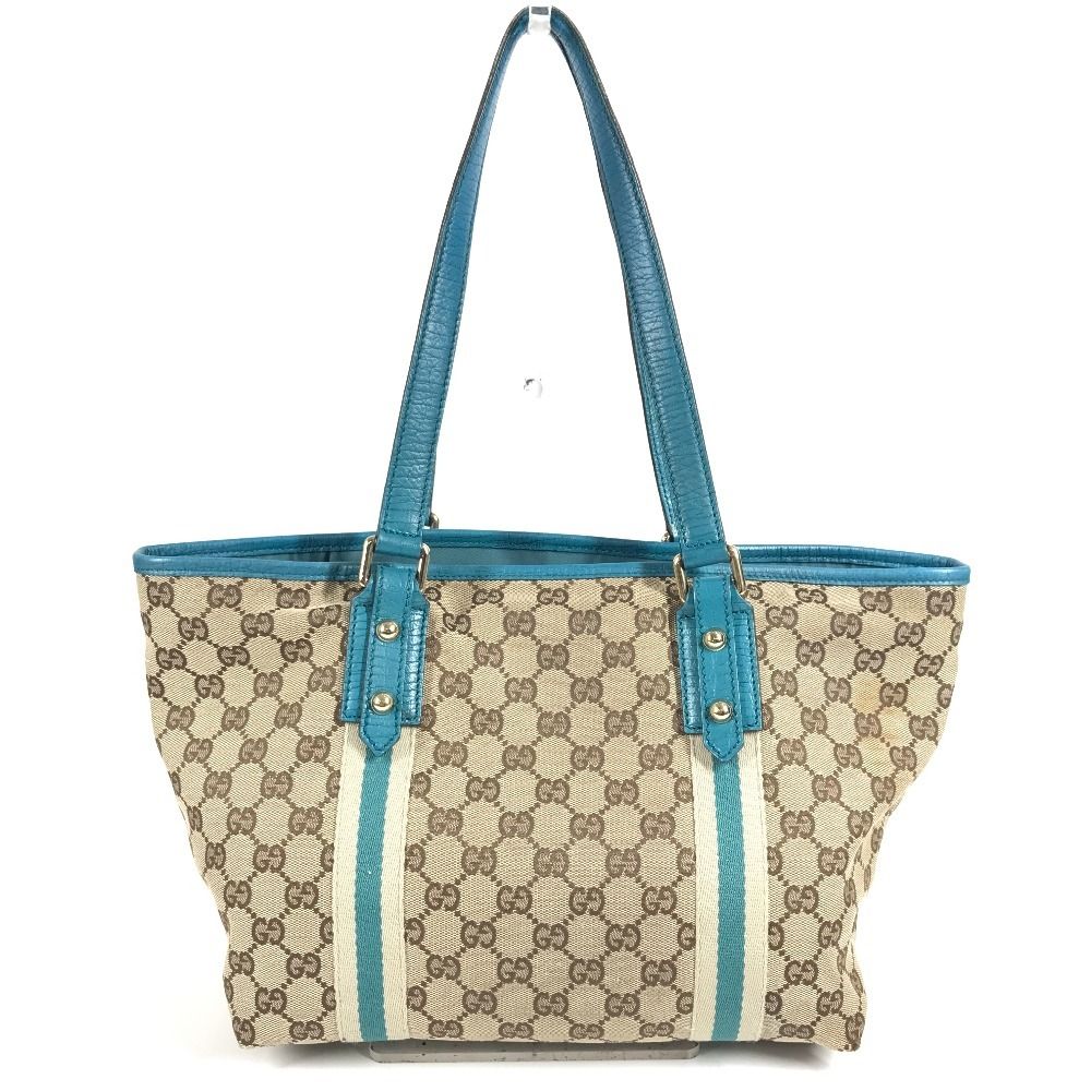 Gucci Shoulder Bag Line GG Logo Canvas Leather Beige — view 2