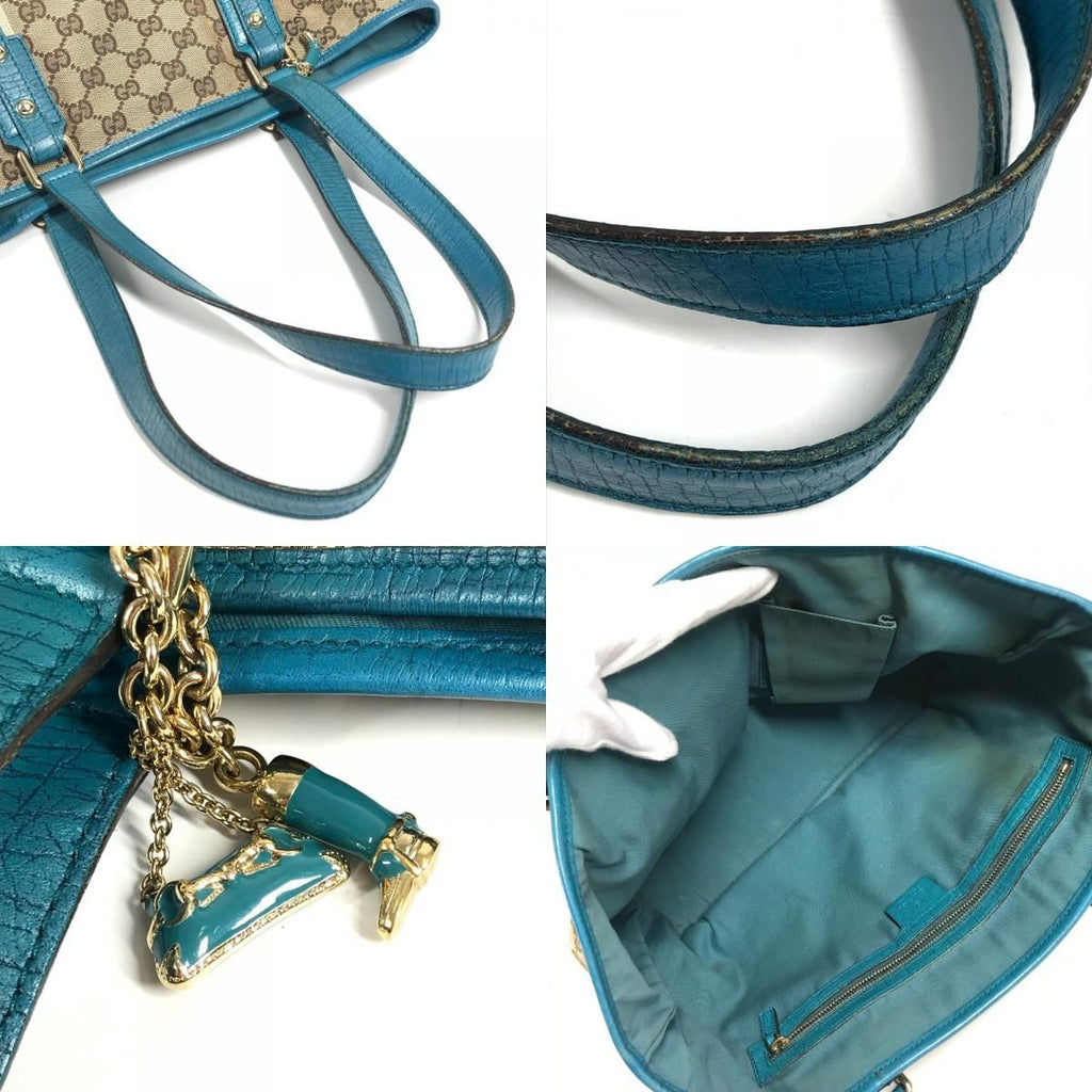 Gucci Shoulder Bag Line GG Logo Canvas Leather Beige — view 8