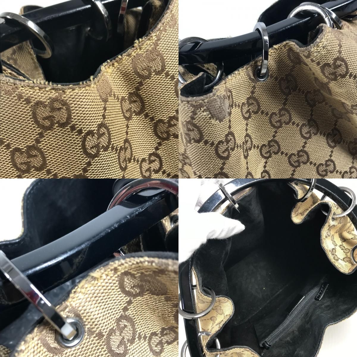 Gucci Shoulder Bag GG Logo Plastic Round Handle 001 Canvas Beige — view 7
