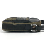 Fendi Shoulder Bag Logo Pecan Leather Canvas Black — view 4