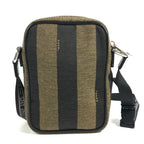 Fendi Shoulder Bag Logo Pecan Leather Canvas Black — view 2