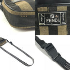 Fendi Shoulder Bag Logo Pecan Leather Canvas Black — view 7