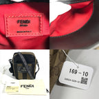 Fendi Shoulder Bag Logo Pecan Leather Canvas Black — view 9