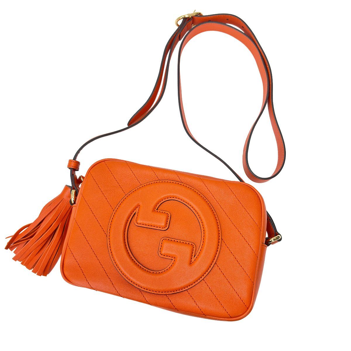 Gucci Shoulder Bag Orange Tassel Interlocking Blanc Crossbody Gold Built in Chip