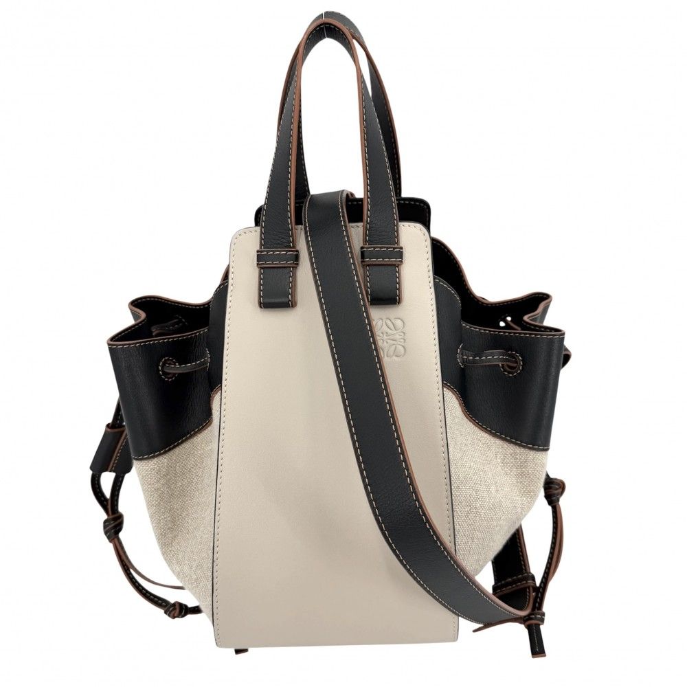 Loewe 2-Way Anagram Hammock Shoulder Crossbody Tote Drawstring Leather Canvas