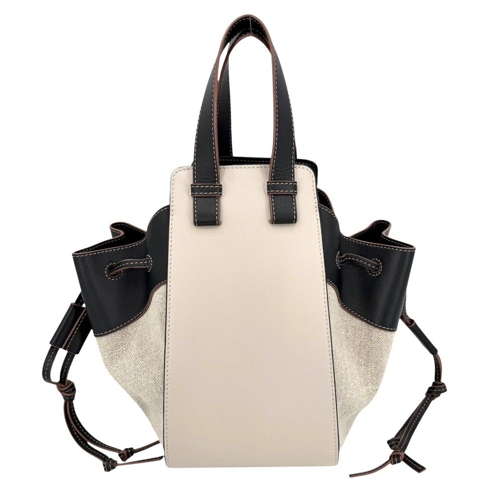 Loewe 2-Way Anagram Hammock Shoulder Crossbody Tote Drawstring Leather Canvas — view 2