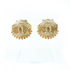 Chanel CC Logo Rhinestone Shell Earring