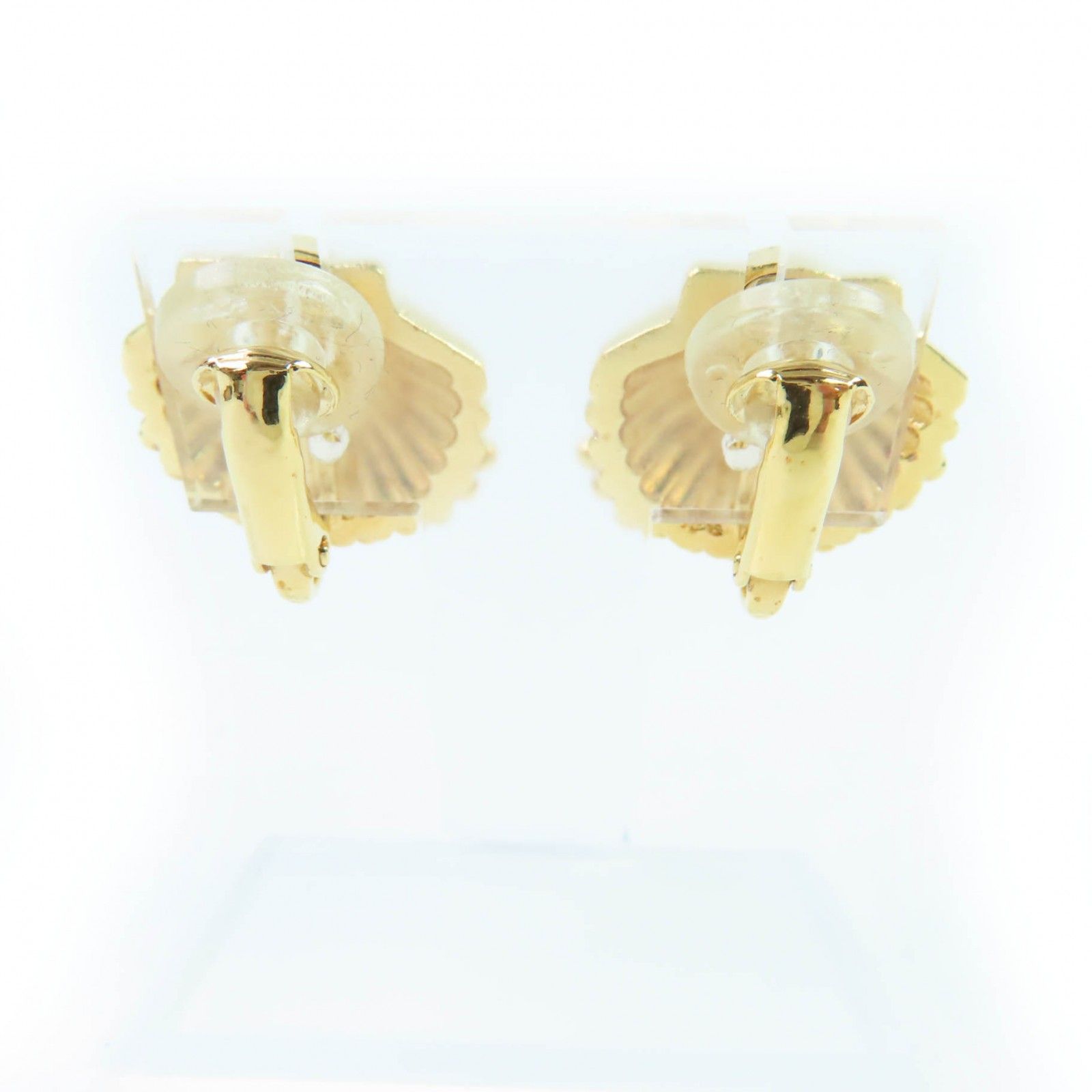 Chanel CC Logo Rhinestone Shell Earring — view 4
