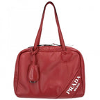 Prada Handbag Nappa Tote Leather Red Blue Silver