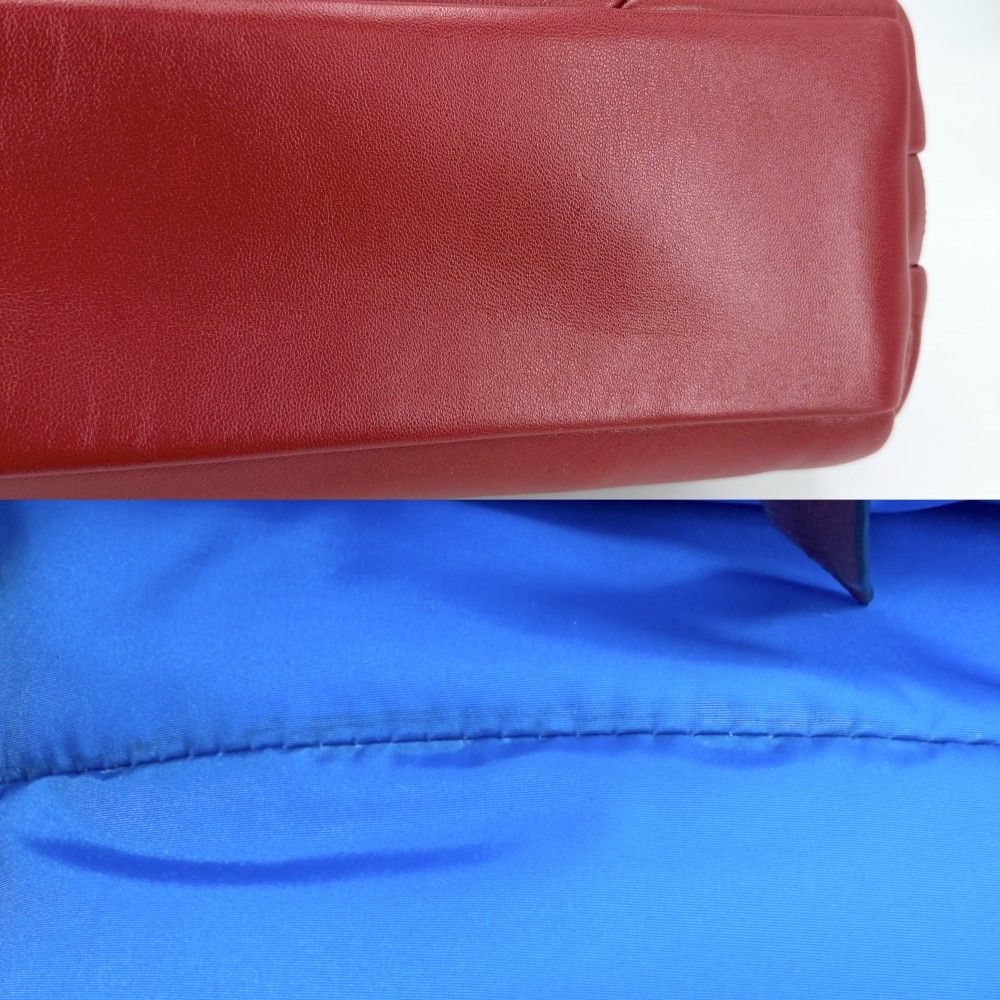 Prada Handbag Nappa Tote Leather Red Blue Silver — view 6