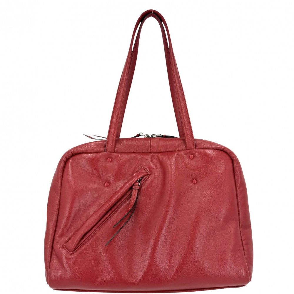 Prada Handbag Nappa Tote Leather Red Blue Silver — view 2