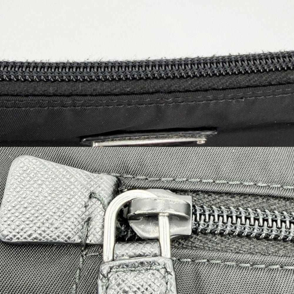 Prada Shoulder Bag Crossbody Triangle Logo Nylon Black Silver — view 7