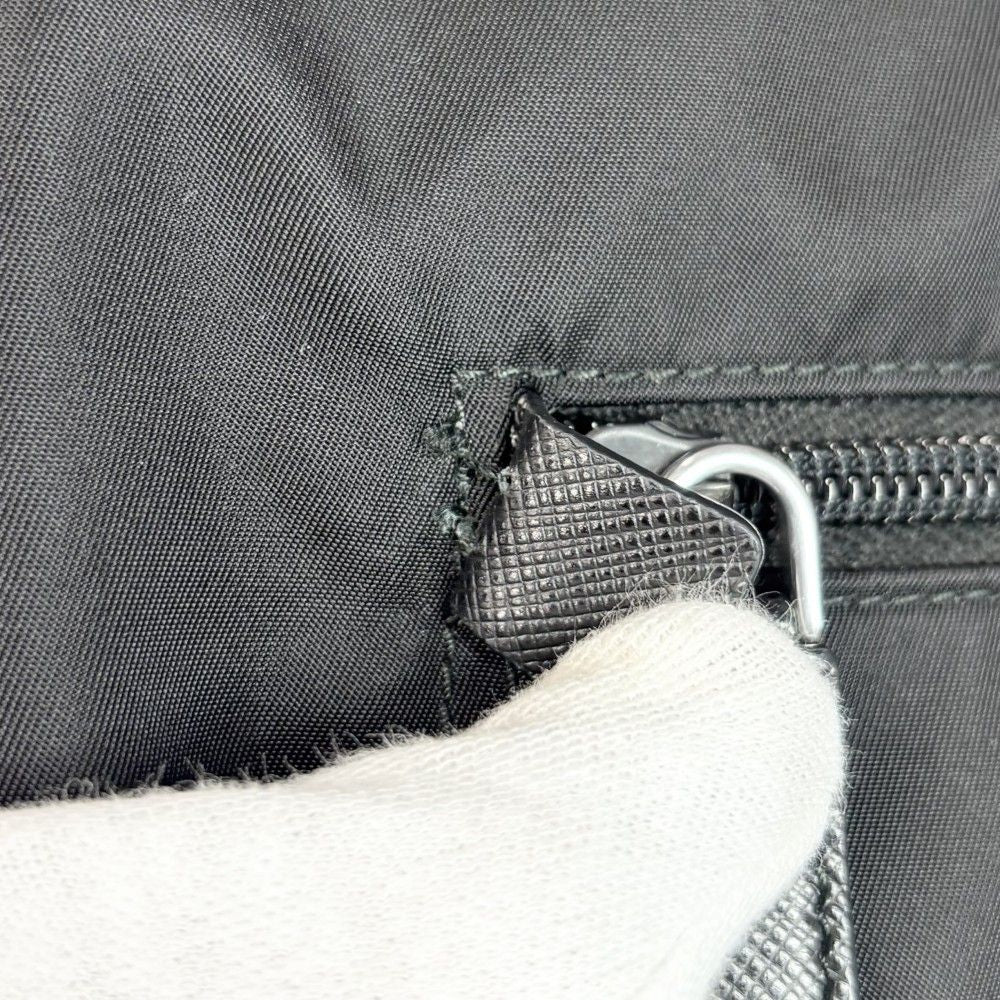 Prada Shoulder Bag Crossbody Triangle Logo Nylon Black Silver — view 9