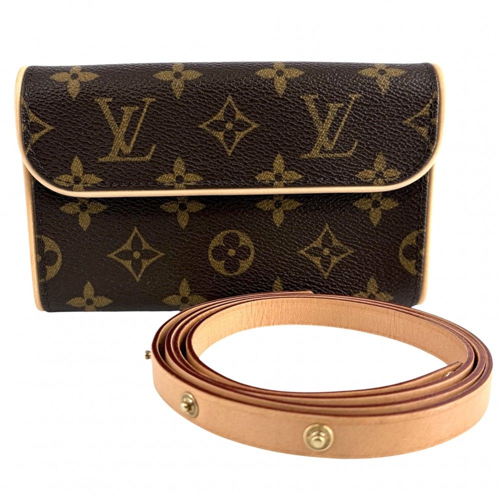 Louis Vuitton Waist Bag Monogram Pochette Florentine Pouch Brown Gold