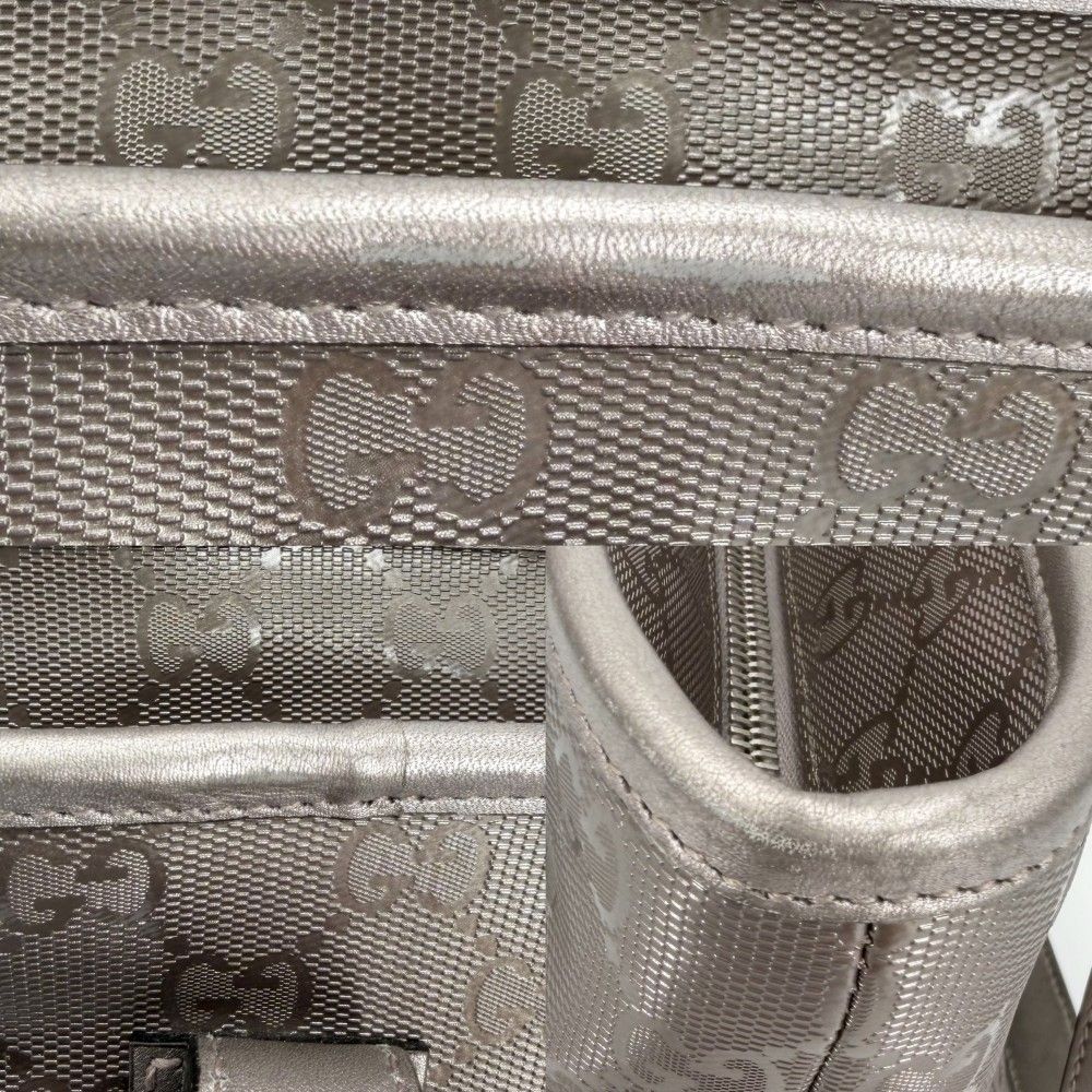 Gucci Handbag GG Supreme Tote Leather Metallic Pink Silver — view 6