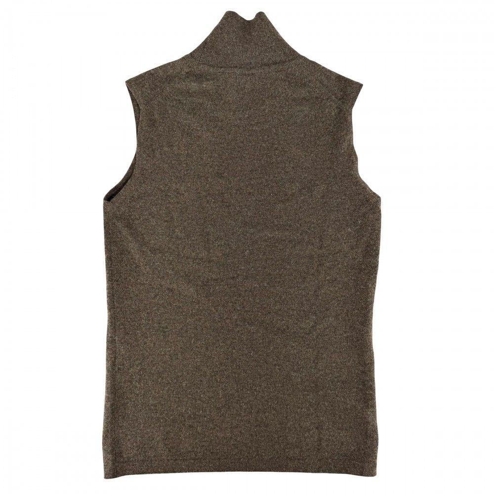 Hermes Tank Top High Neck Top Sleeveless 34 Brown Cashmere Spring Autumn — view 2
