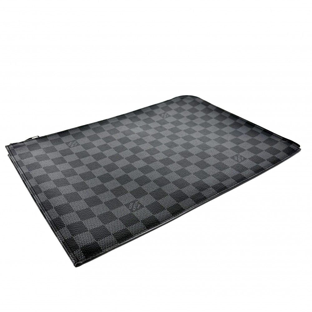 Louis Vuitton Clutch Damier Graphite Pochette Jour GM Second Black Silver — view 3