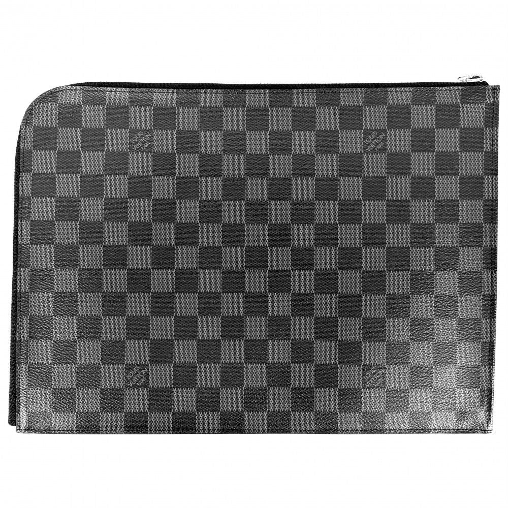 Louis Vuitton Clutch Damier Graphite Pochette Jour GM Second Black Silver — view 2