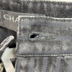 Chanel Denim Pants Striped Jeans CC Logo 34 Black Gold Cotton — view 6