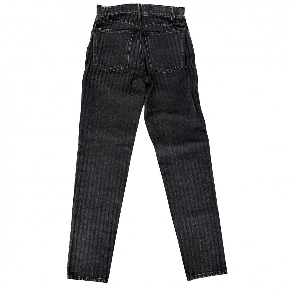 Chanel Denim Pants Striped Jeans CC Logo 34 Black Gold Cotton — view 2